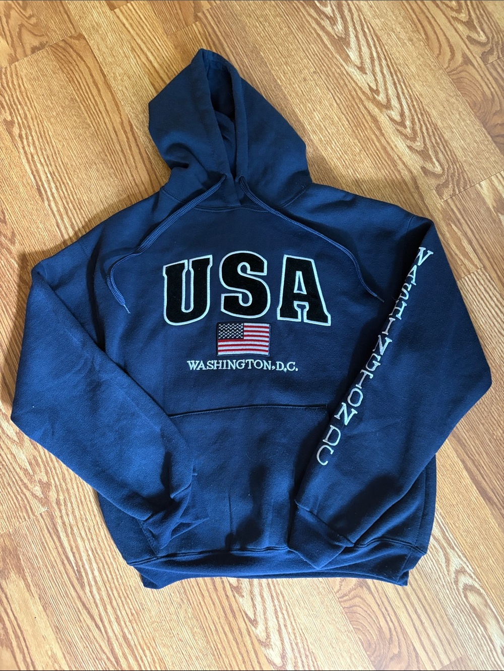 DC Navy USA Hooded Sweatshirt with Flag Graphic